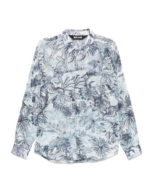 Just Cavalli Overhemd Met Print in het Blue voor heren