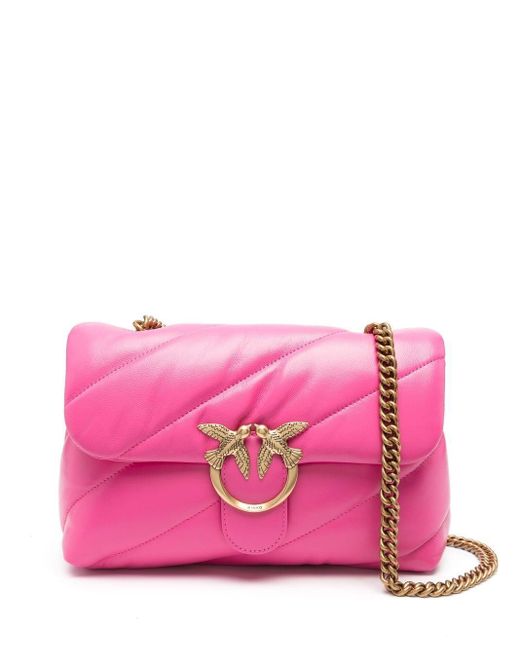 Pinko Leather Love Puff Quilted Shoulder Bag in Pink | Lyst Canada