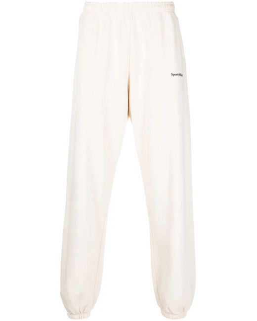 Sporty & Rich White Logo-Print Cotton Track Pants