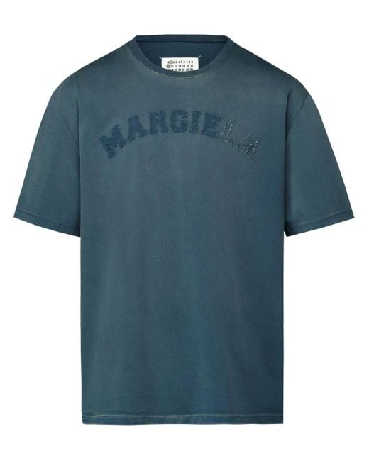 Maison Margiela Blue Logo-patch T-shirt for men