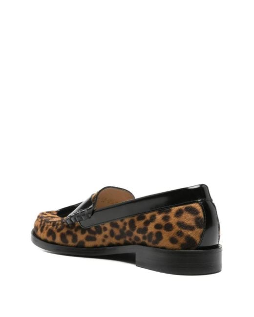 Stuart Weitzman Brown Leopard-Print Tassel Loafers