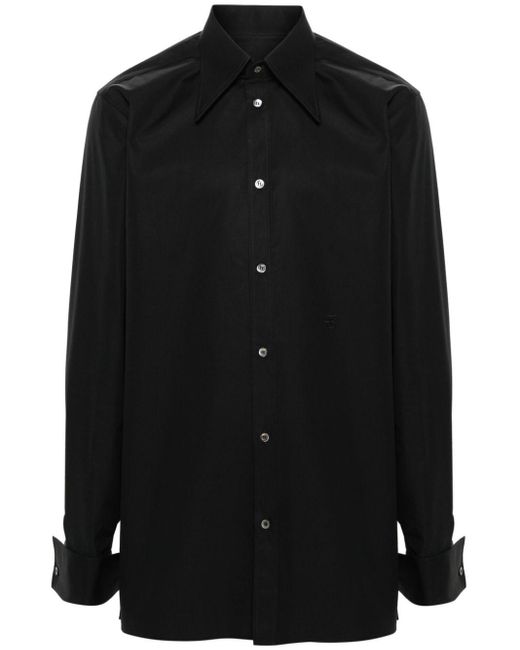 Maison Margiela Black Embroidered-motif Cotton Shirt for men