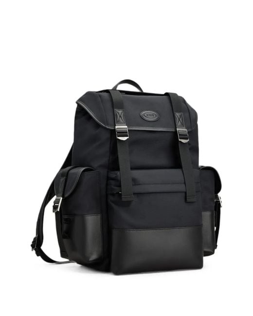 Tod's Black Sac À Dos En Tissu Et Cuir Médium for men