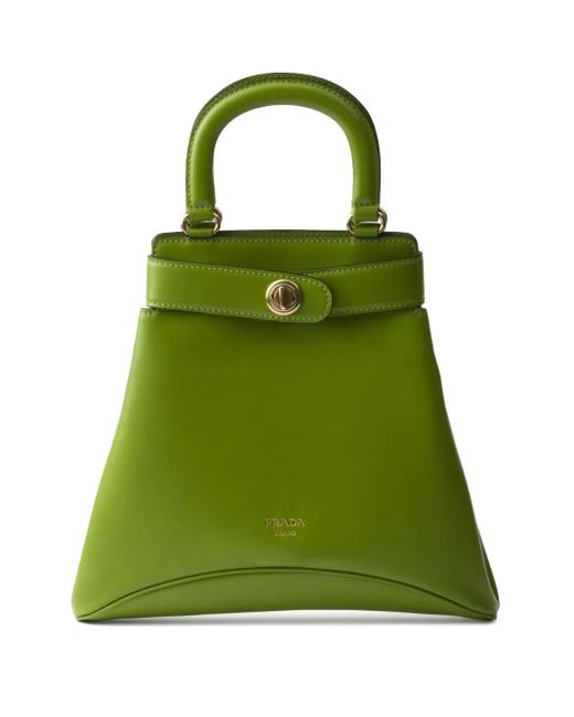 Prada Green Mittelgroße Carey Tasche Aus Leder