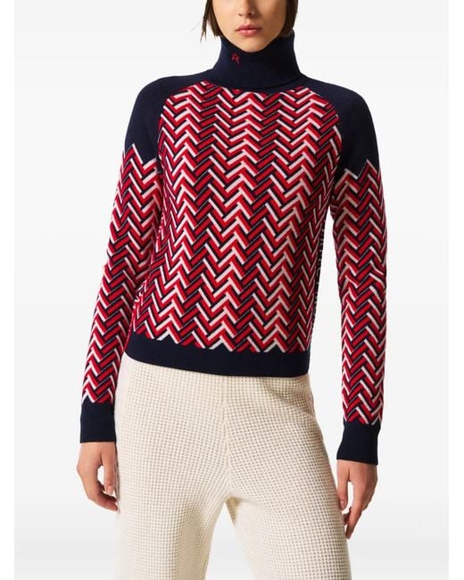 Perfect Moment Red Chevron-Pattern Sweatshirt
