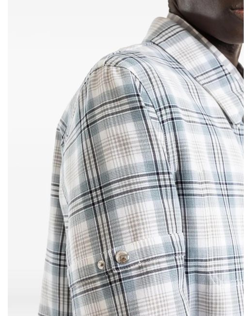 Thom Browne Gray Windowpane-Plaid Shirt Jacket for men