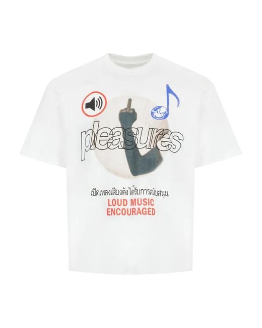 Pleasures White Loud Music Graphic T-Shirt for men