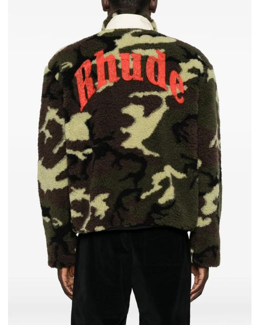 Rhude Black Camouflage-Print Logo-Embroidered Jacket for men