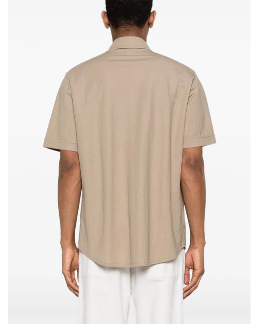 Harris Wharf London Natural Summer Button Short-Sleeve Shirt for men