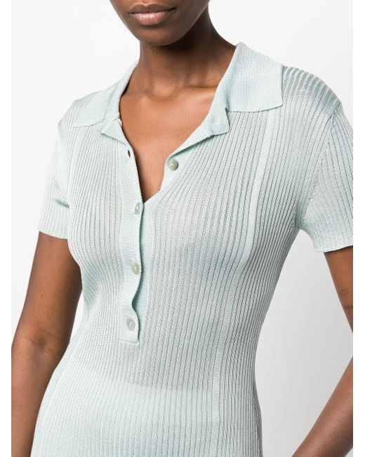 Aeron Blue Knitted Short-Sleeve Top
