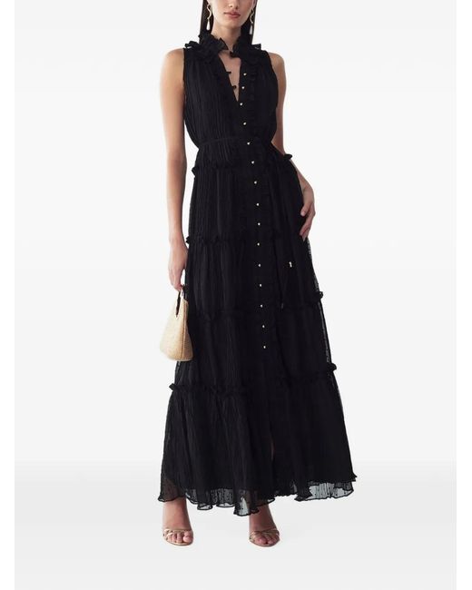 ST MRLO Black Omaha Ruffled Tiered Maxi Dress
