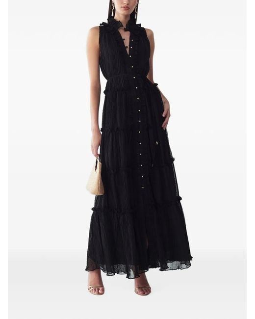 ST MRLO Black Omaha Ruffled Tiered Maxi Dress
