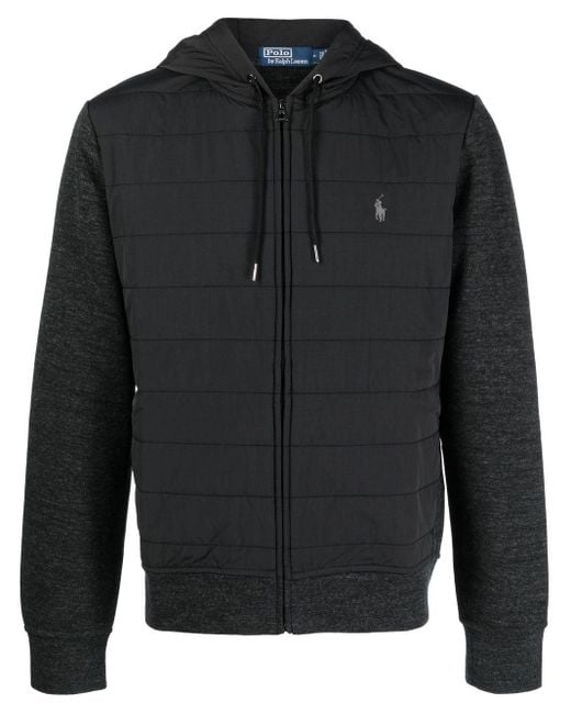 Polo ralph lauren black hybrid down hooded jacket discount