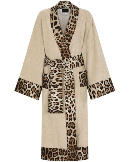 Accappatoio leopardato di Dolce & Gabbana in Neutro | Lyst