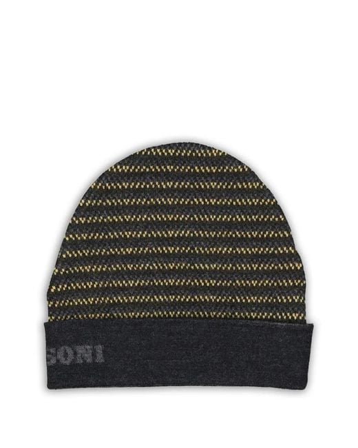 Missoni Green Striped Wool Beanie for men