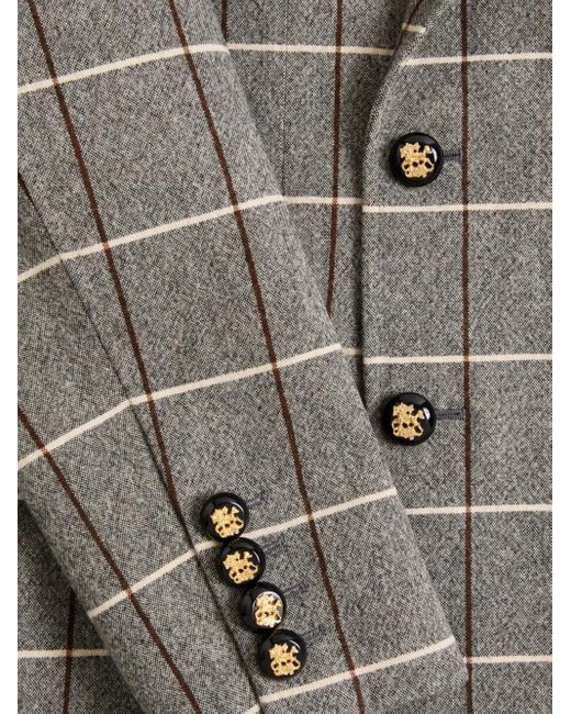 Valentino Garavani Gray Double-Breasted Check-Pattern Blazer for men