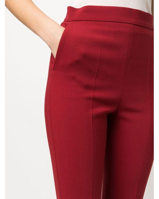Max Mara Red Cropped Straight-leg Trousers