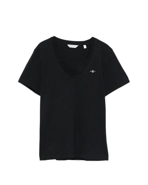 Gant Black V-Neck T-Shirt