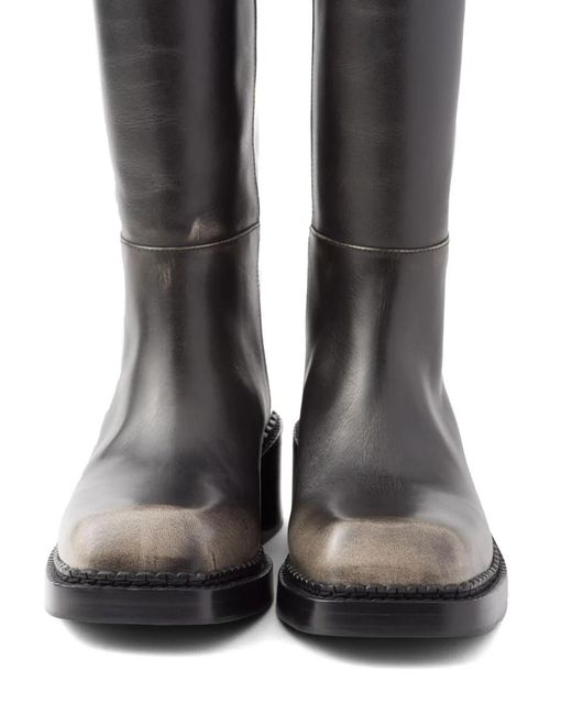 Prada Black Aged Effect 55Mm Leather Boots