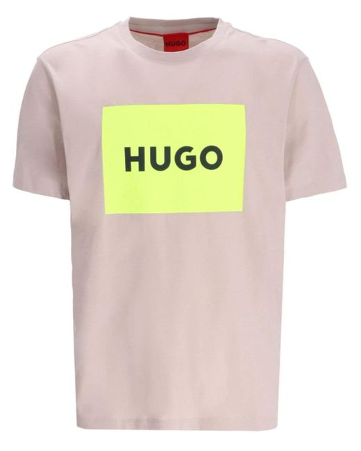 HUGO Pink Logo-print Cotton T-shirt for men