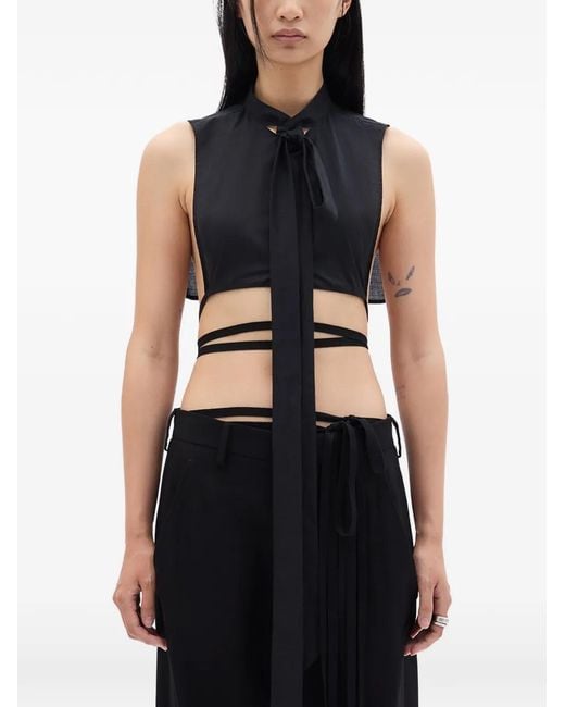 Ann Demeulemeester Black Cyra Detachable-Foulard Top