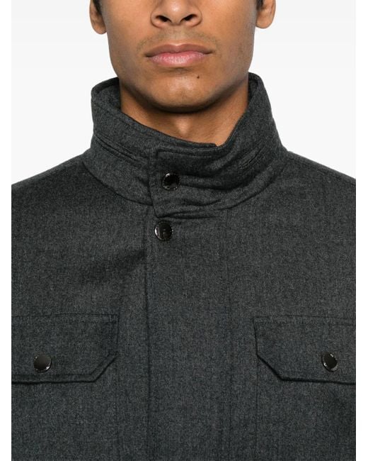 Canali Black Wool Shirt Jacket for men