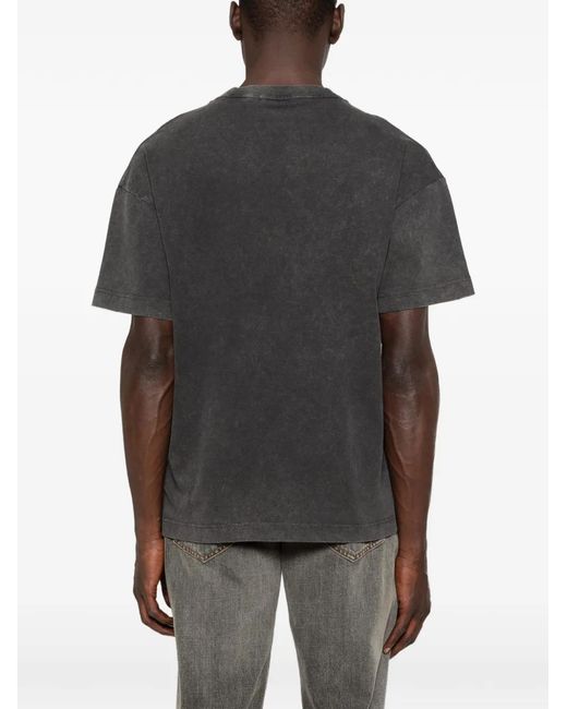 Palm Angels Gray Logo-Print Faded-Effect T-Shirt for men
