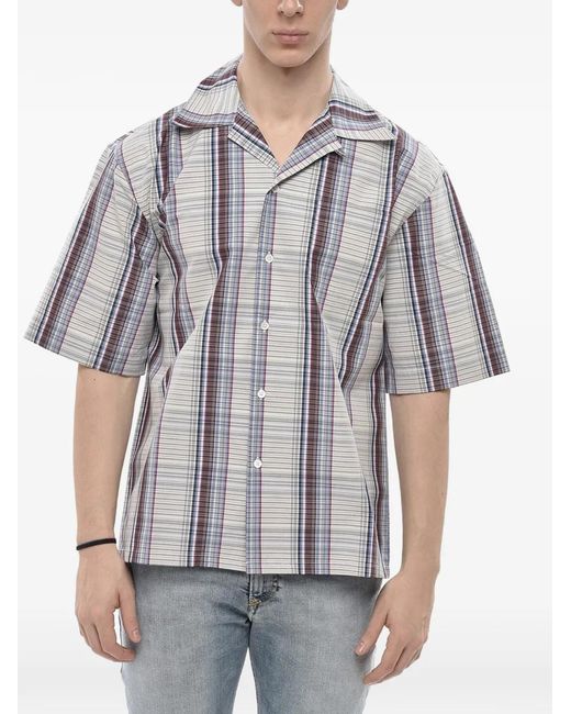 Marni Gray Checked Short-Sleeve Shirt for men