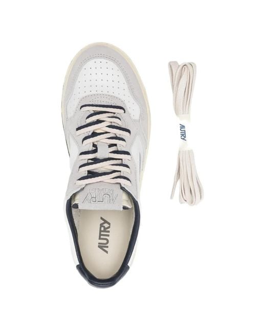 Autry White Medalist Low Panelled Sneakers