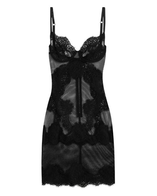 Abito Corto Con Inserti di Dolce & Gabbana in Black
