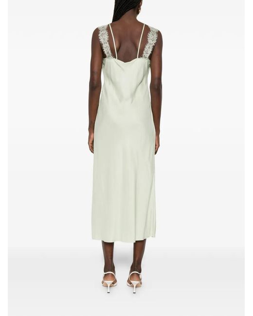 Pinko White Midi Slip Dress With Lace Bands