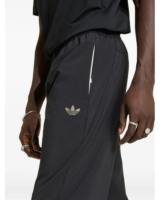 Adidas Black Tech Trefoil Essentials Track Pants for men