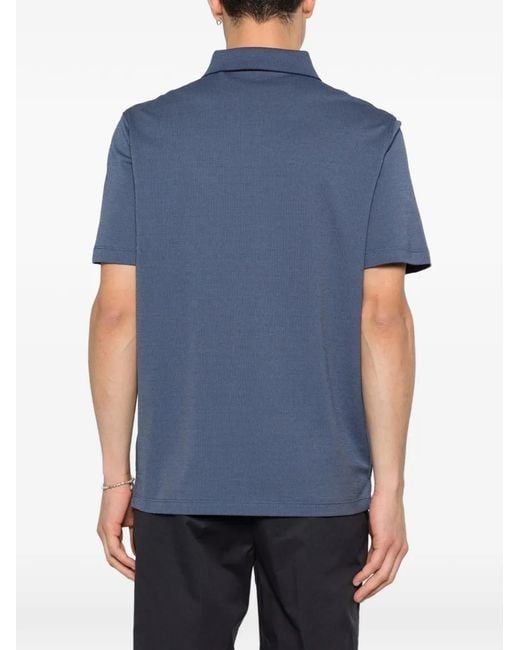 Corneliani Blue Piqué Polo Shirt for men