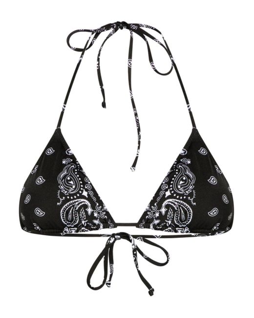 Mc2 Saint Barth Black Leah Bandana-print Bikini Top
