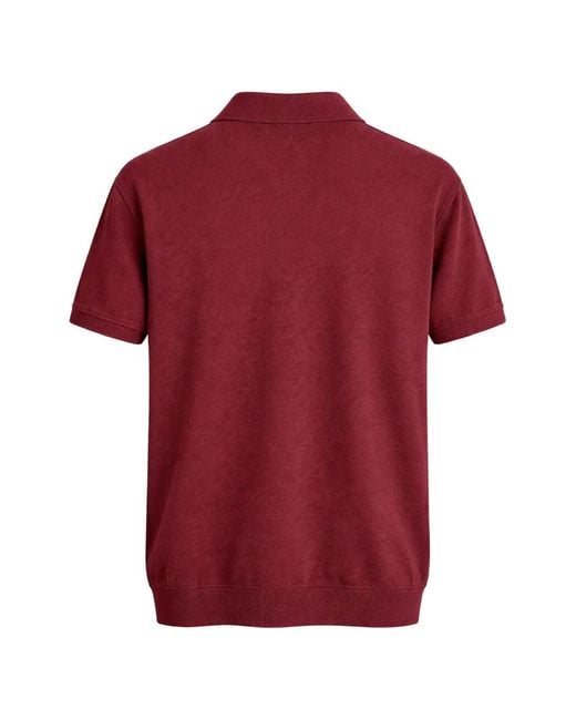 Franzese Collection Red Ribbed V-Neck Cotton Polo Shirt for men