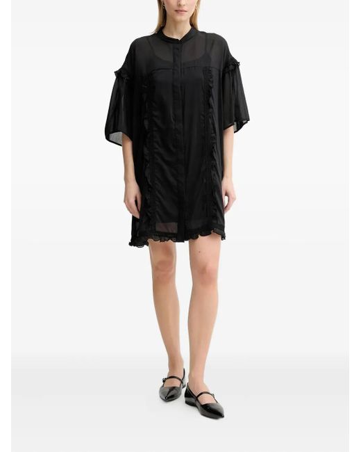 Robe Courte Ornée De Dentelle À Volants Isabelle Blanche en coloris Black