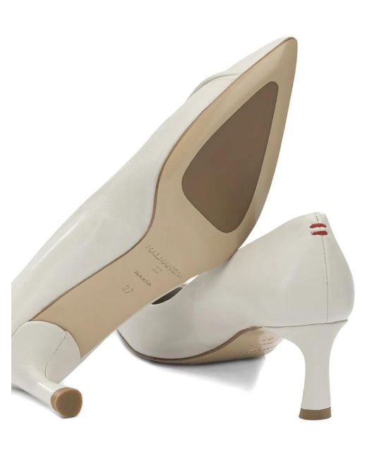 Halmanera White Pointed Gathered Pumps