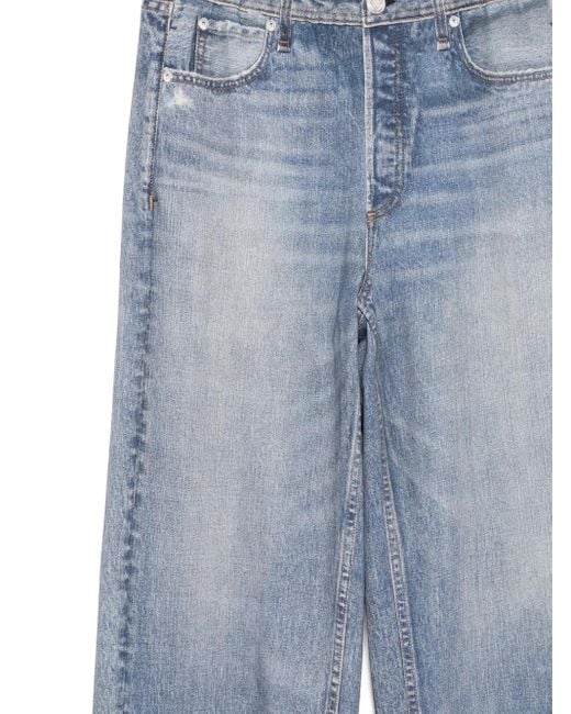 Rag & Bone Blue Miramar Faded-Effect Wide-Leg Jeans