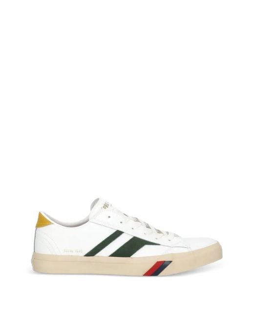 Pro Keds White Royal Classic Striped Leather Sneakers for men