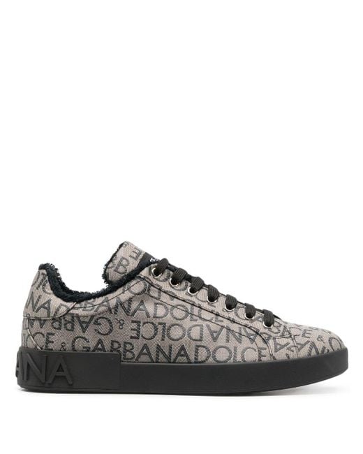 Dolce & Gabbana Brown Portofino Jacquard Sneakers for men