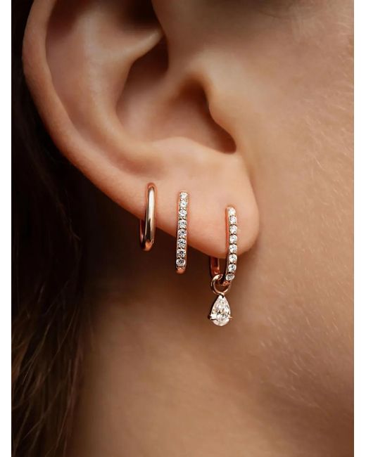 LOEV White 14Kt Rose Allday Diamond Hoop Earrings