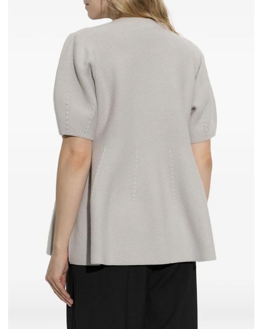 Lisa Yang Gray Mella Puff-Sleeve Top