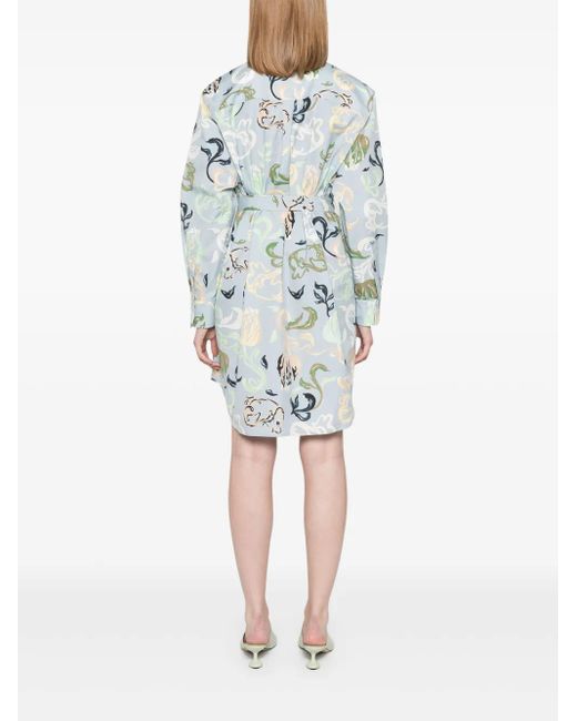 Lanvin White Floral-Print Mini Dress