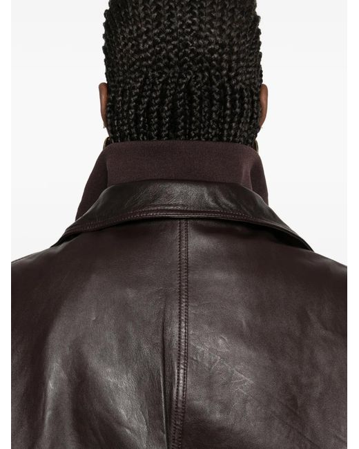 Frankie Shop Black Carnaby Funnel-Neck Leather Jacket