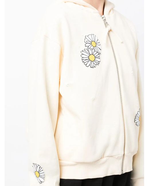 Natasha Zinko Natural Daisy-Print Zip-Up Hoodie
