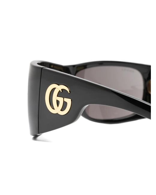 Gucci Gray Rectangle-Frame Sunglasses