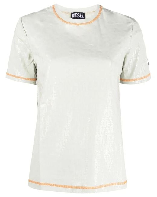 DIESEL White Contrast-Trim T-Shirt