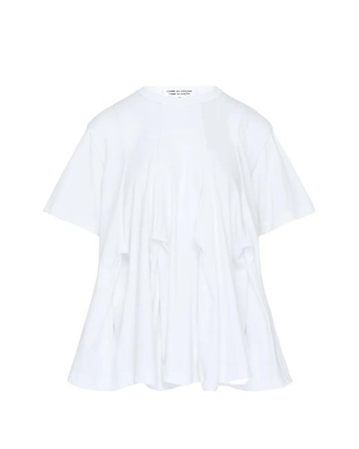 Comme des Garçons White Pleated Flared T-Shirt