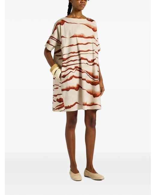Liviana Conti White Giovanna Abstract-Print Short-Sleeve Dress