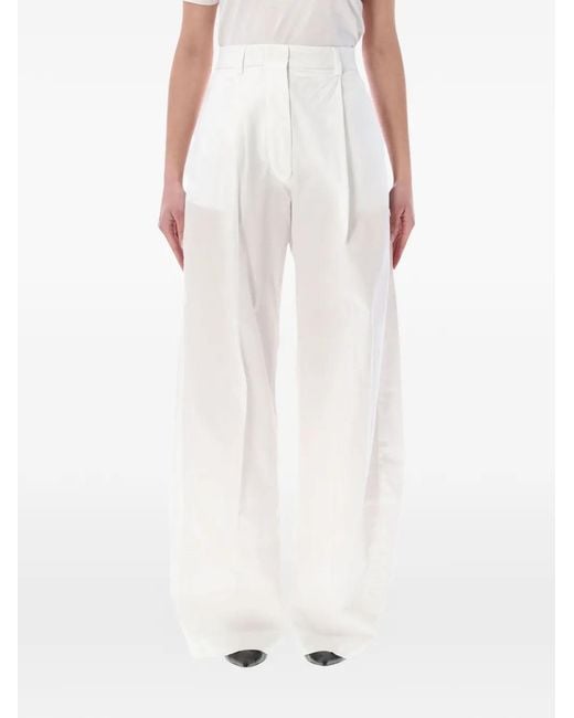 Thelatest White Billie Pleated-Detail Trousers